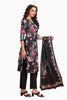 Floral Print Chikankari Straight cut Kurta set with pant and Dupatta Black