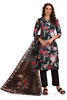 Floral Print Chikankari Straight cut Kurta set with pant and Dupatta Black