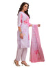 Floral Print Chikankari Straight cut Kurta set with pant and Dupatta Lavender