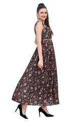 Floral Print Frock Style Kurti for women with Mirror work Belt