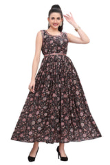 Floral Print Frock Style Kurti for women with Mirror work Belt