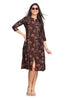 Floral Print Silk Kurti for Women with Front Slit