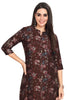 Floral Print Silk Kurti for Women with Front Slit