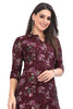 Floral Print Silk Kurti for Women with Front Slit