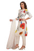 Floral Print Straight Cut Kurta Set with Pant and Dupatta Off White