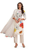 Floral Print Straight Cut Kurta Set with Pant and Dupatta Off White