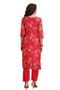 Floral Straight cut Kurta Set with pant and Dupatta Pink