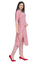 Floral and Block Print Kurta Set for Women with Narrow Pant and Dupatta