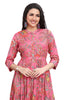 Frock Style Floral Print Kurta For Women With A Front Slit And Belt