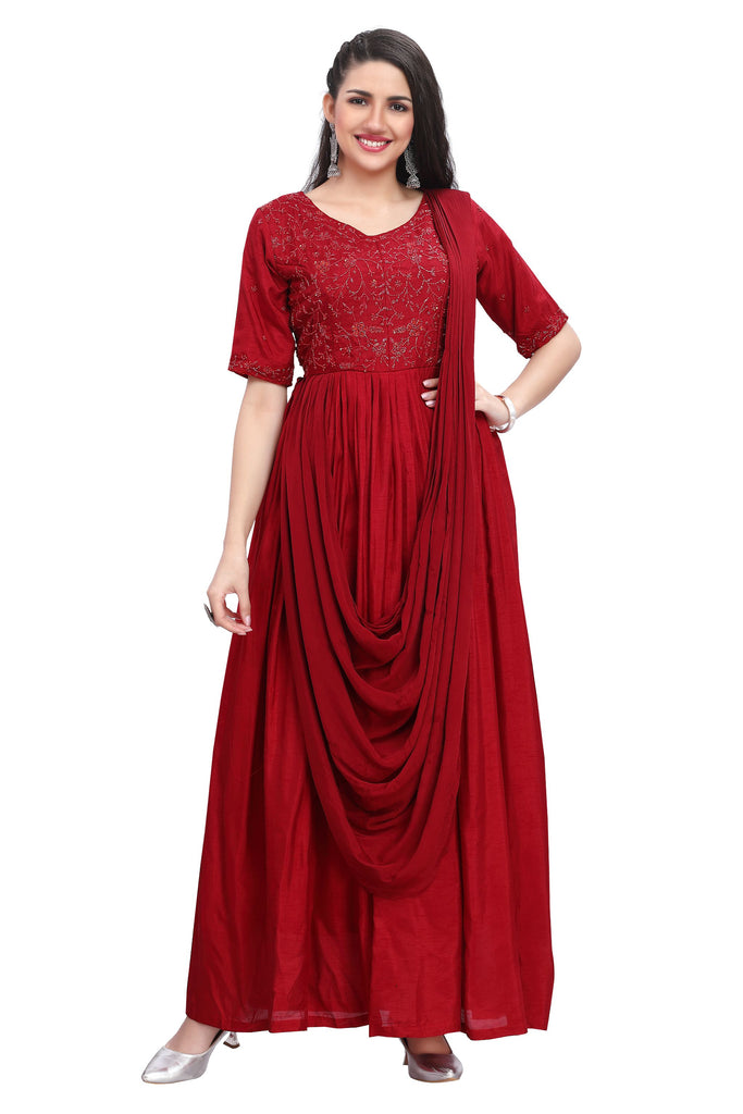 Frock Style Full Length Elbow Sleeves Kurti for women