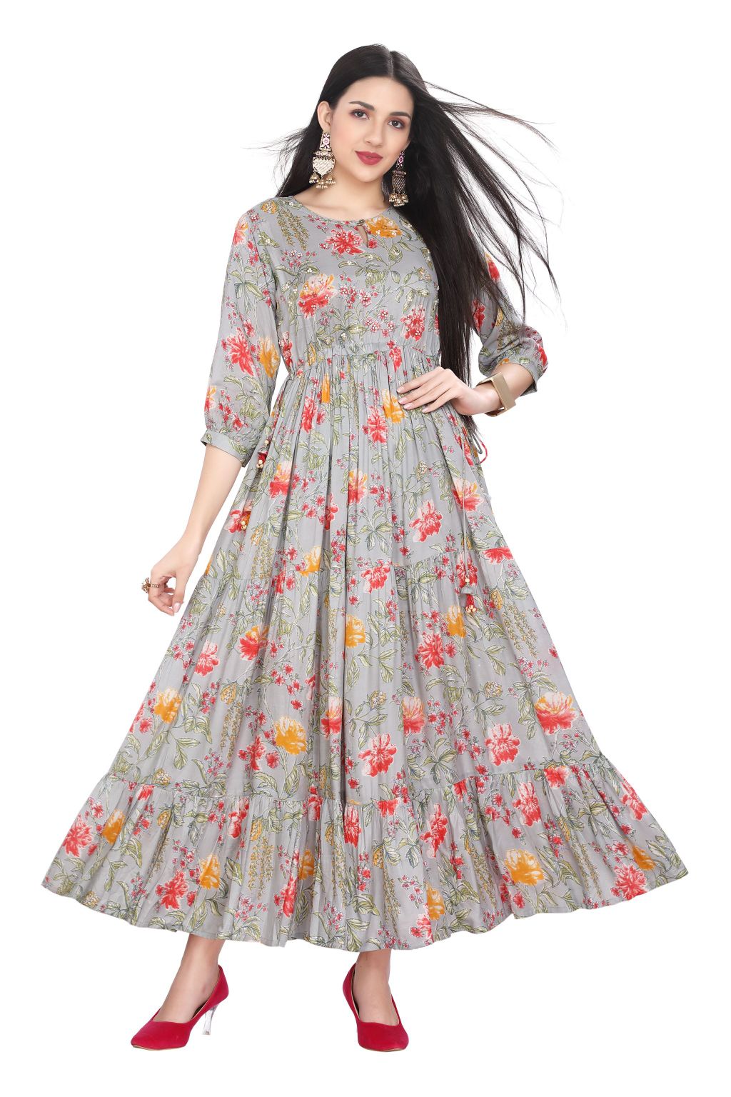 Frock Style Kurta for Women With Floral Print