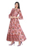 Frock Style Modal Kurti in Pink with Crochet Embroidery and Designer Sleeves