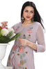 Frock style Multi Layered Full Length Cotton Kurti with Peplum border in Purple