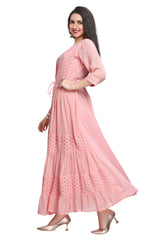 Frock style kurta with Designer sleeves and attached Jacket