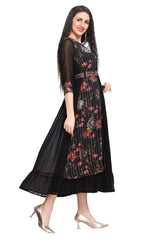 Fusion Embroidery Work Frock Style One Piece Dress with Attached Jacket