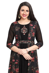 Fusion Embroidery Work Frock Style One Piece Dress with Attached Jacket