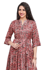 Multi color Fusion Print Modal Umbrella style Kurti with Designer Sleeves