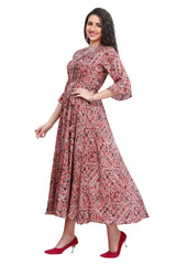 Fusion Print Modal Kurti with Designer Sleeves and Multicolor