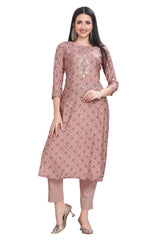 Geometrical Print Embroidered Yoke Kurti for women