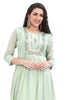 Green Cotton Embroidered Kurta Set with Palazzo pant and Dupatta