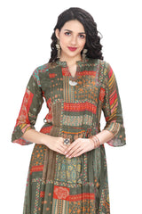 Green Embroidered Kurti with Dori belt