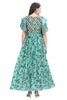 Green Floral One Piece Dress for women with Designer Sleeves