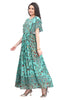 Green Floral One Piece Dress for women with Designer Sleeves