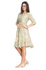 Green Frock Style Printed Kurti for women with Peplum Border