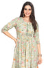 Green Frock Style Printed Kurti for women with Peplum Border