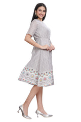 Grey A-Line Kurti for Women with a Dori Belt