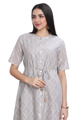 Grey A-Line Kurti for Women with a Dori Belt