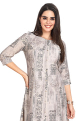 Grey A-Line Princess cut Kurti with Foil Highlights