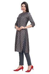 Grey Buti Print Kurti with Gold Foil Highlights