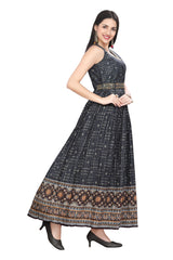 Grey Designer One Piece Dress with Bandhani Print