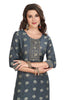 Grey Muslin Kurta Set with Embroidery and Bandhini Print