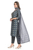 Grey Muslin Kurta Set with Embroidery and Bandhini Print