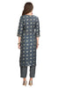 Grey Muslin Kurta Set with Embroidery and Bandhini Print