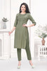 Hand Embroidery highlighting Straight Cut Kurti with Round neck