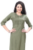 Hand Embroidery highlighting Straight Cut Kurti with Round neck