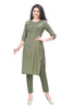 Hand Embroidery highlighting Straight Cut Kurti with Round neck