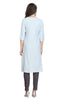 Ice Blue Cotton Knee Length Straight Cut with Chikankari work Kurti for Women