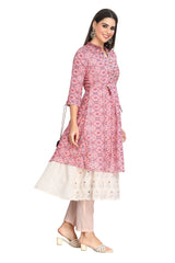 Ikkat Print Chikankari work Indo-Western Style Kurta Set for women