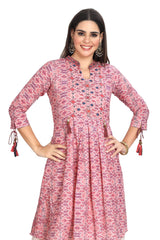 Ikkat Print Chikankari work Indo-Western Style Kurta Set for women