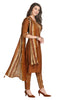 Ikkat Printed Mustard Muslin Kurta Set with Silk Dupatta