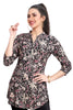 Indo-Western Style Floral Print Mandarin Collar Short Kurti