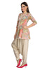 Indo-western Linen Floral Print Kurta Set With Silk Balloon Pants