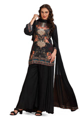 Indo Western Kurta set with Palazzo and Dupatta Black