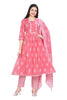 Cotton Nyra Cut Kurta Set with Jaipuri Buti Print and Embroidered Yoke