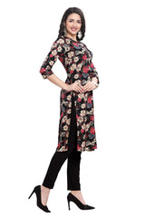 Floral Print Kurti for Women in Black