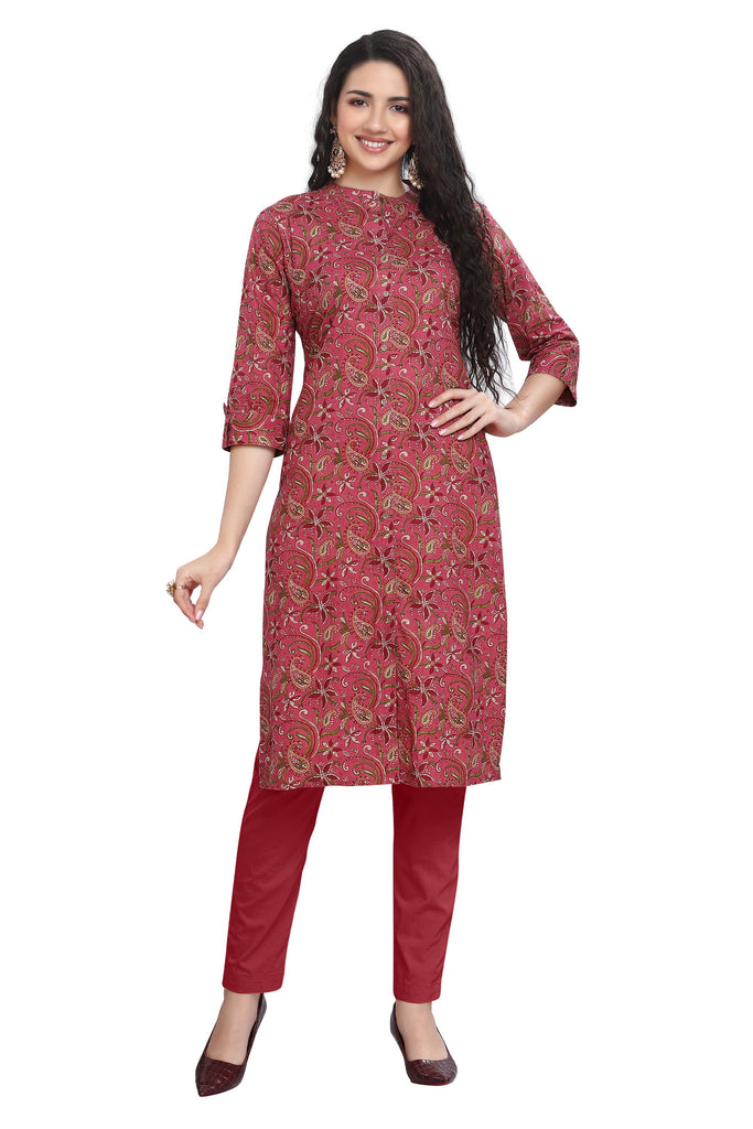 Cotton Kalamkari Print Straight Cut Kurti for Women